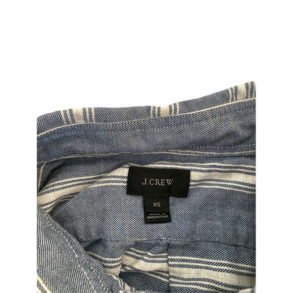 J Crew Womens Striped Popover Striped Top Long Sleeve Blue White XS - Picture 5 of 6